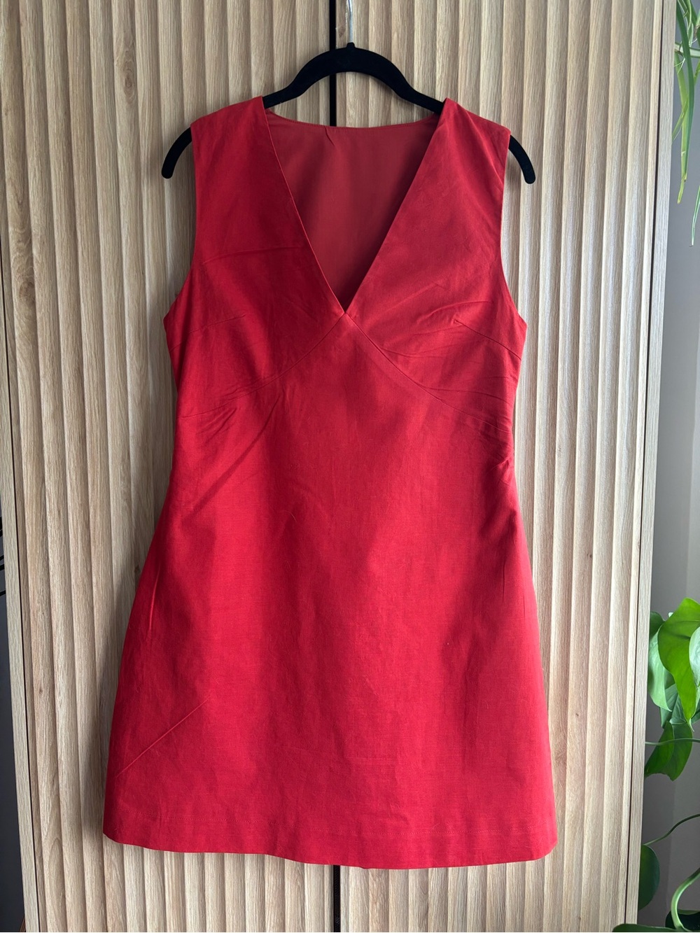 Commense Sleeveless Orange Linen Blend Mini Dress - Picture 4 of 8